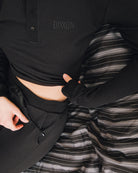 Women's Waffle Knit Long Sleeve Crop Tee - Black | Dixxon Flannel Co.