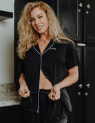 Women's Button Up Pyjama Top - Black - Dixxon Flannel Co.