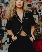 Women's Button Up Pyjama Top - Black - Dixxon Flannel Co.