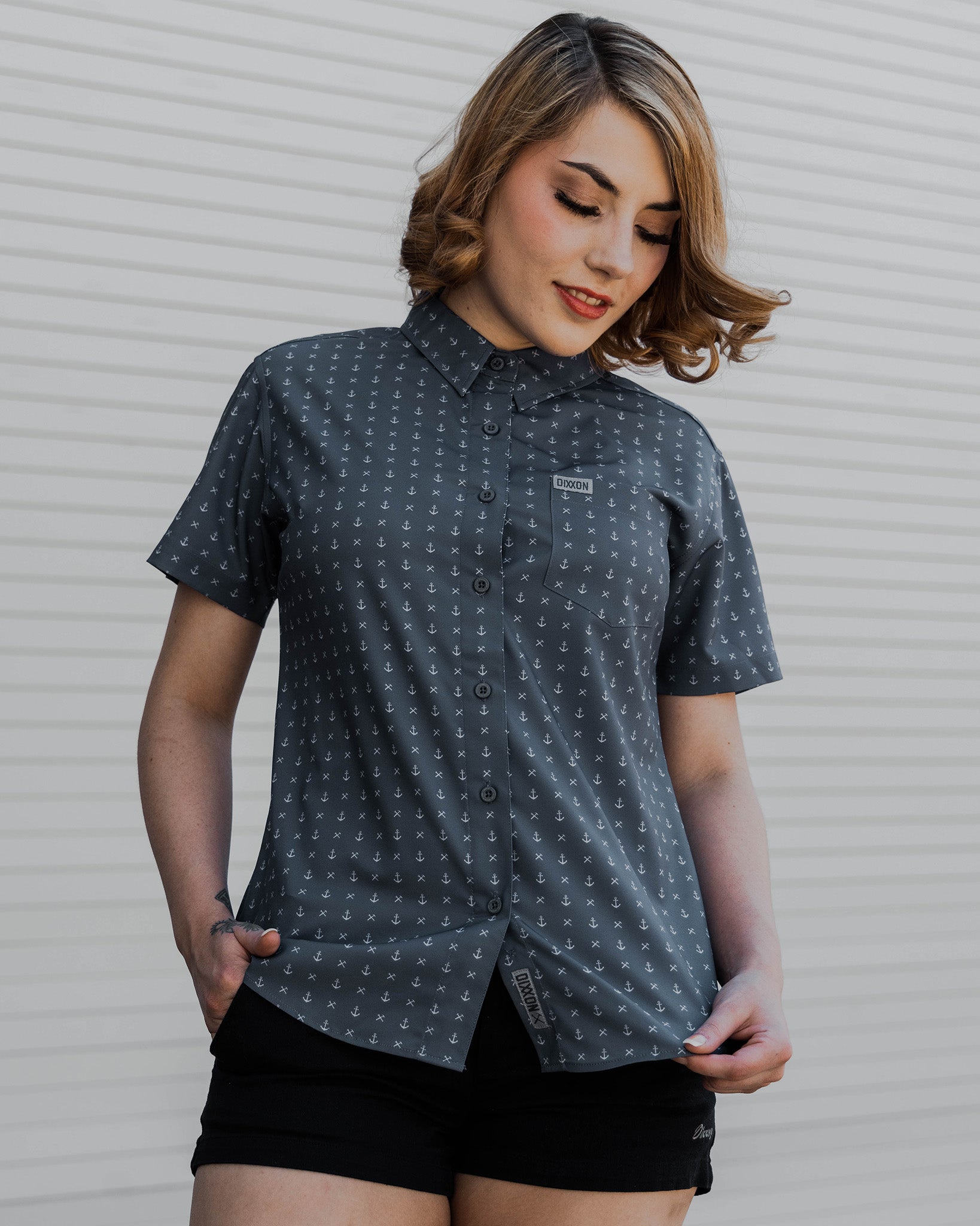 Women's Salty Dog Party Shirt - Grey & White - Dixxon Flannel Co.