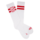 Stay Humble Premium Crew Socks - White & Red | Dixxon Flannel Co.