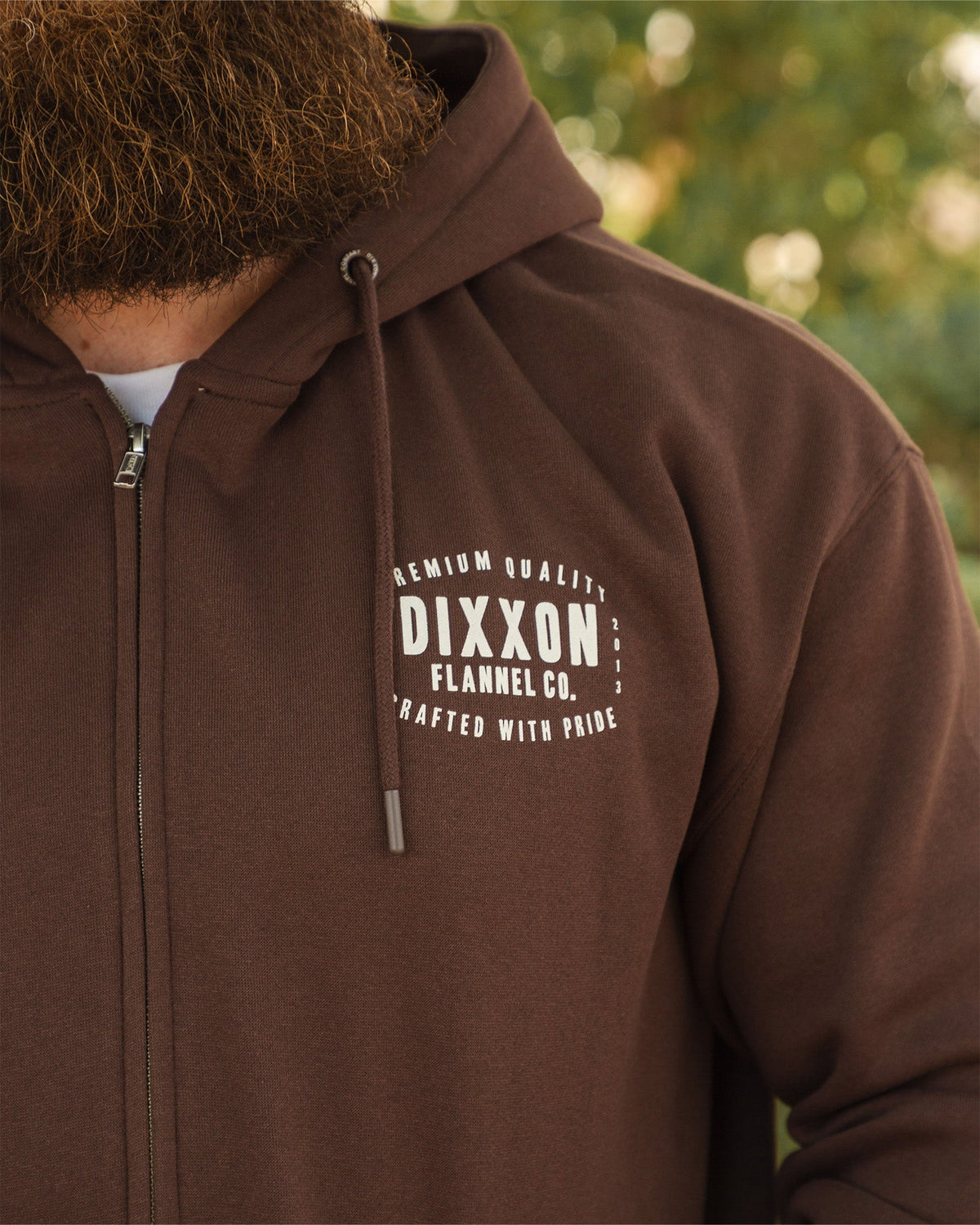 White Over Under Zip Up Hoodie - Brown - Dixxon Flannel Co.
