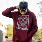 Grey Box Crest Pullover Hoodie - Maroon - Dixxon Flannel Co.