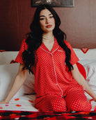 Women's Milton Button Up Pyjama Top - Red & White - Dixxon Flannel Co.