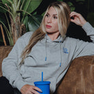 Women's Blue Crest Lightweight Pullover Hoodie - Heather Grey - Dixxon Flannel Co.