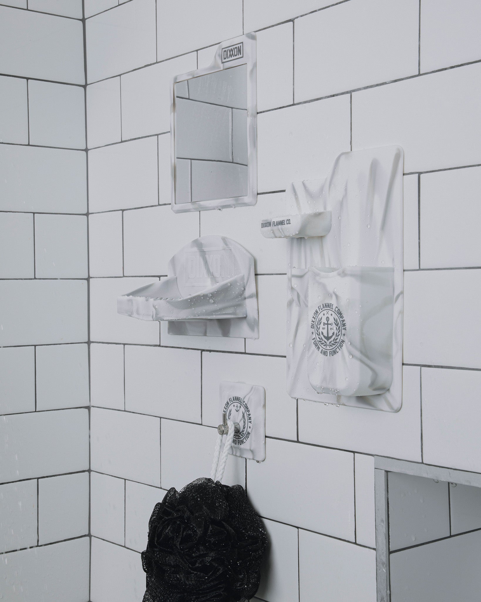 Dixxon Anti-Fog Adhesive Shower Mirror - White Marble