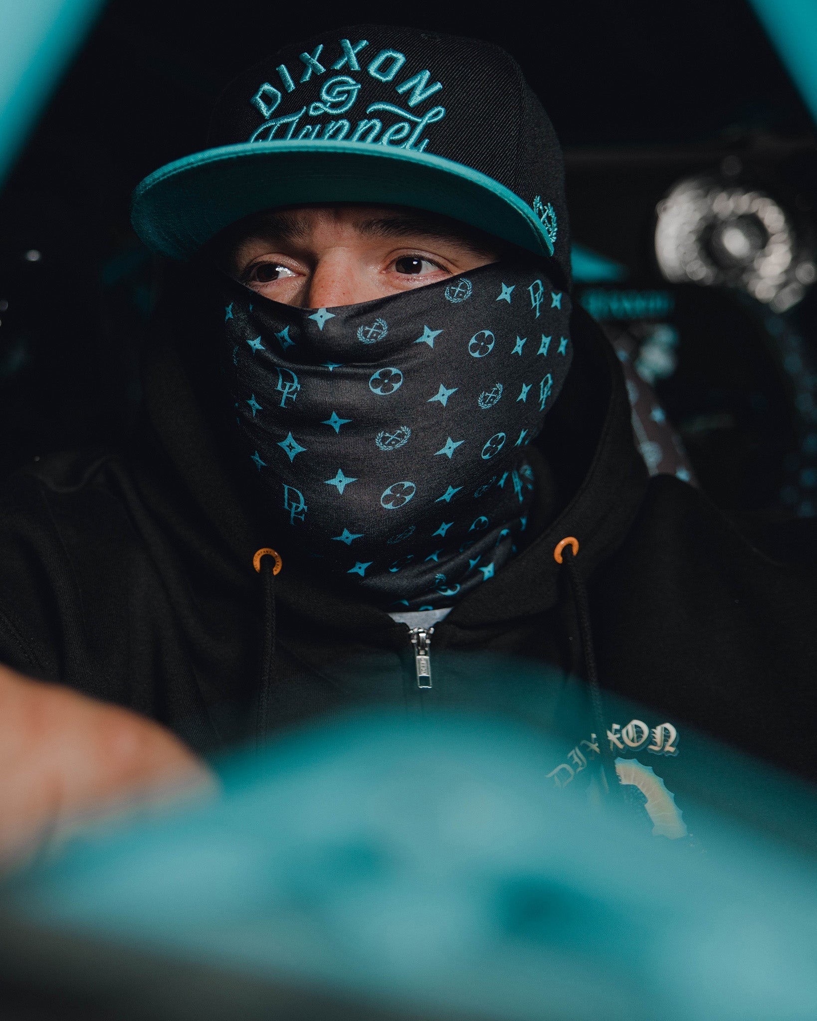 Bougie Neck Gaiter - Black & Aqua Blue - Dixxon Flannel Co.