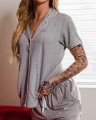 Women's Button Up Pyjama Top - Heather Grey - Dixxon Flannel Co.