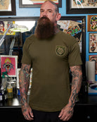 Party Crest T-Shirt - O.D. Green & Tan - Dixxon Flannel Co.