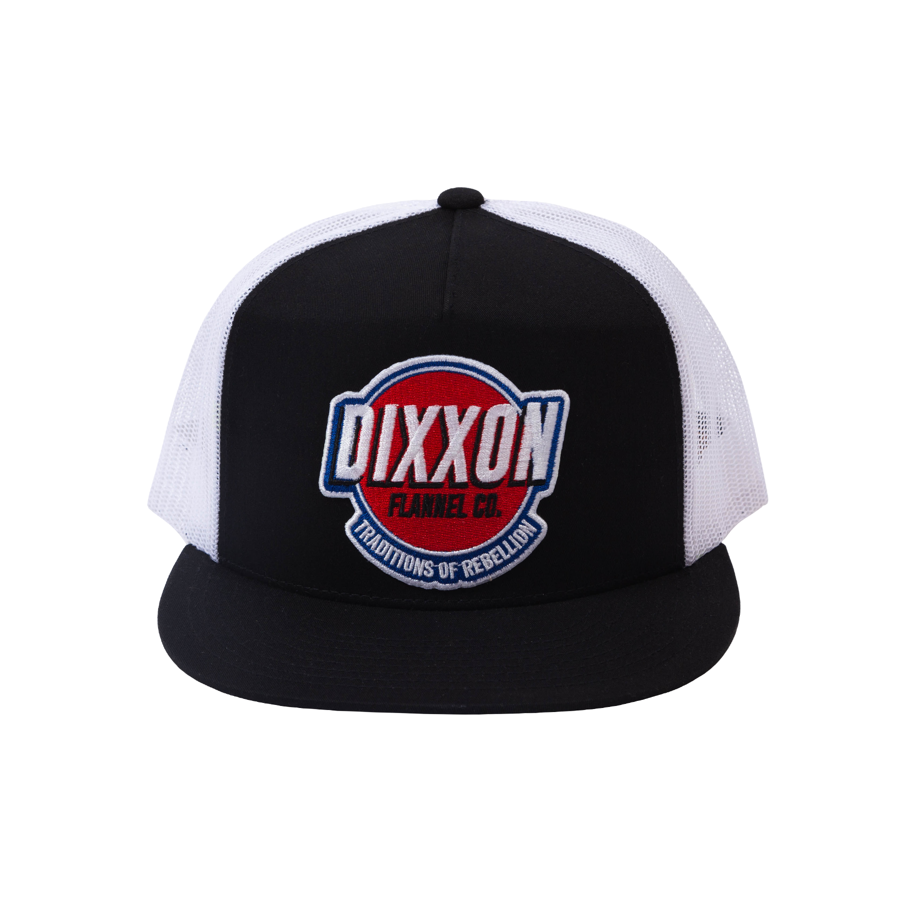 Hot Rod Flat Bill Trucker Snapback - Black & White - Dixxon Flannel Co.