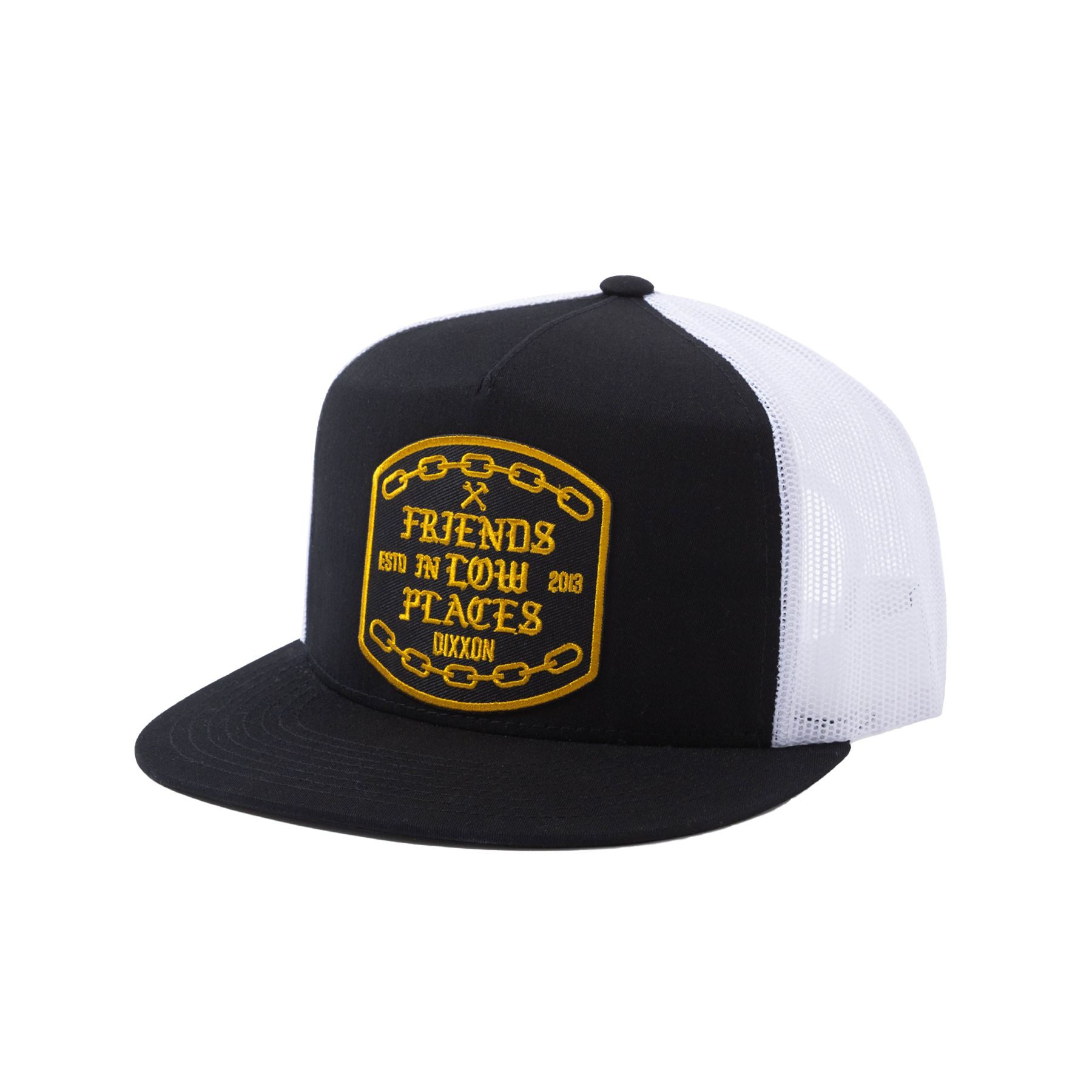 Low Places Chains Flat Bill Trucker Snapback - Black & White - Dixxon Flannel Co.