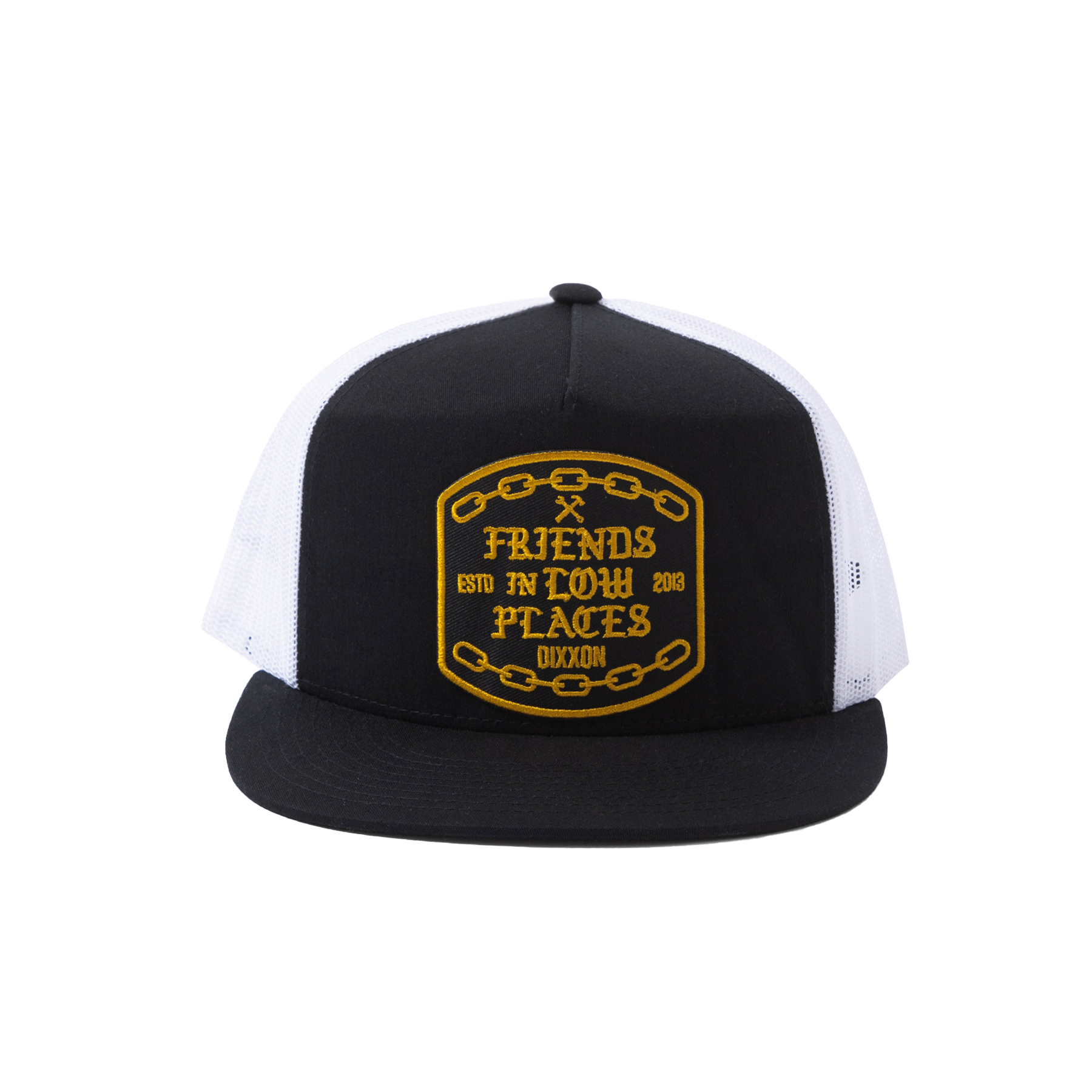 Low Places Chains Flat Bill Trucker Snapback - Black & White - Dixxon Flannel Co.