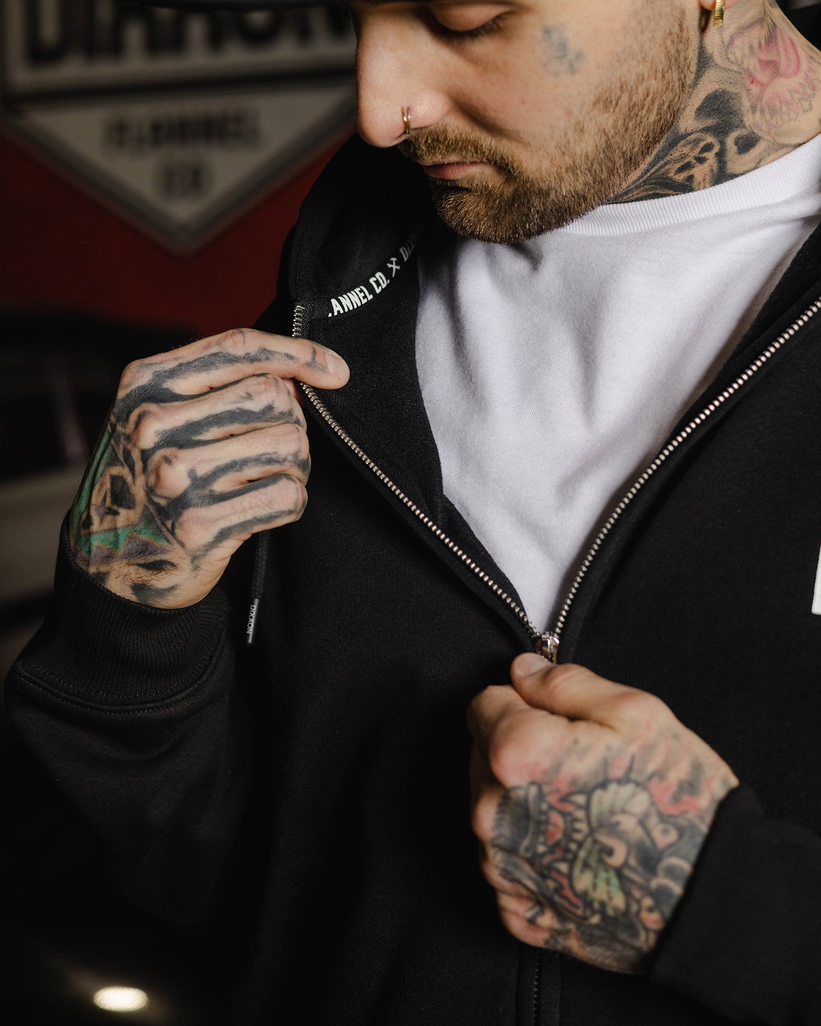 White Scalp Zip Up Hoodie - Black | Dixxon Flannel Co. 