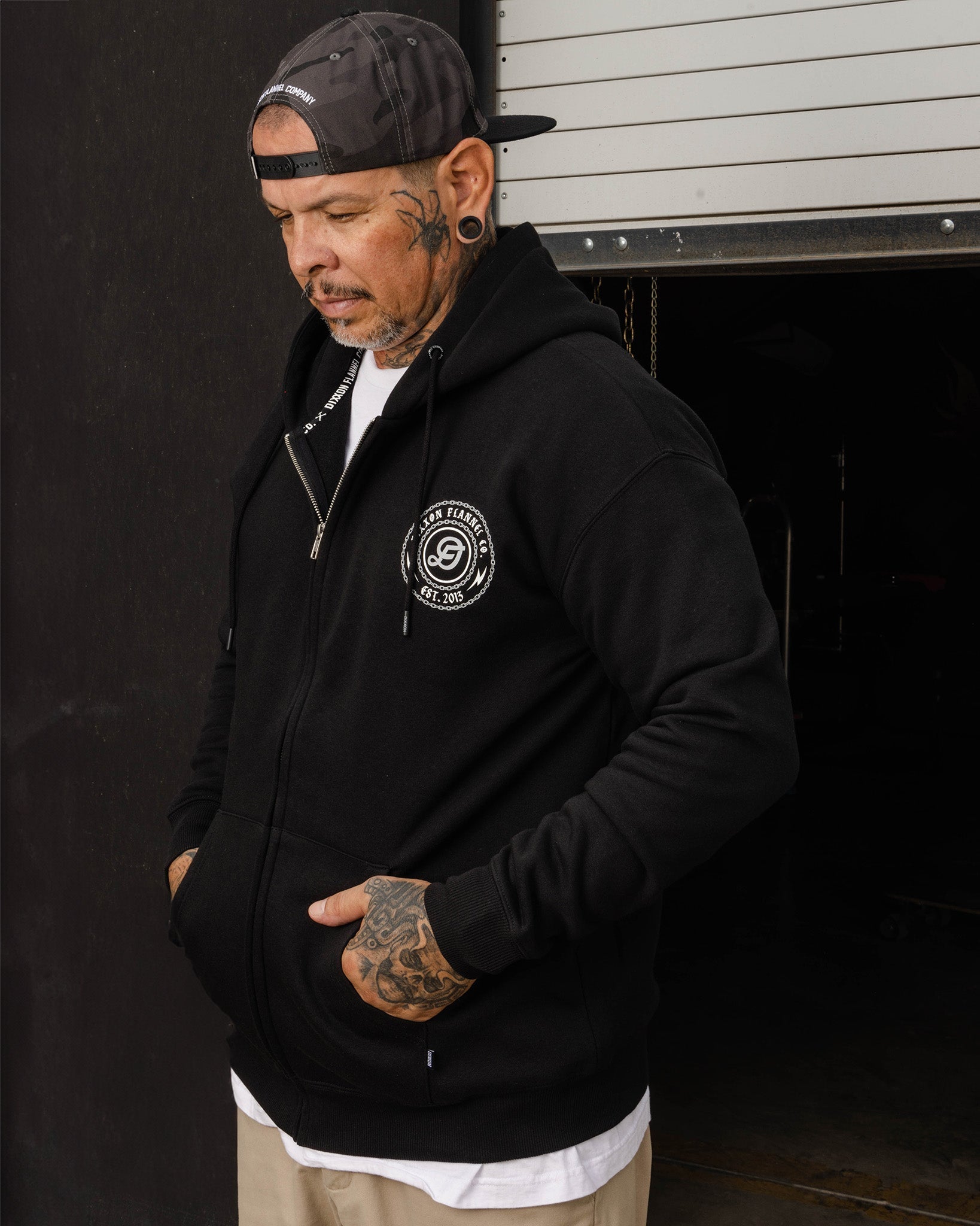 Grey & White Linked Zip Up Hoodie - Black - Dixxon Flannel Co.