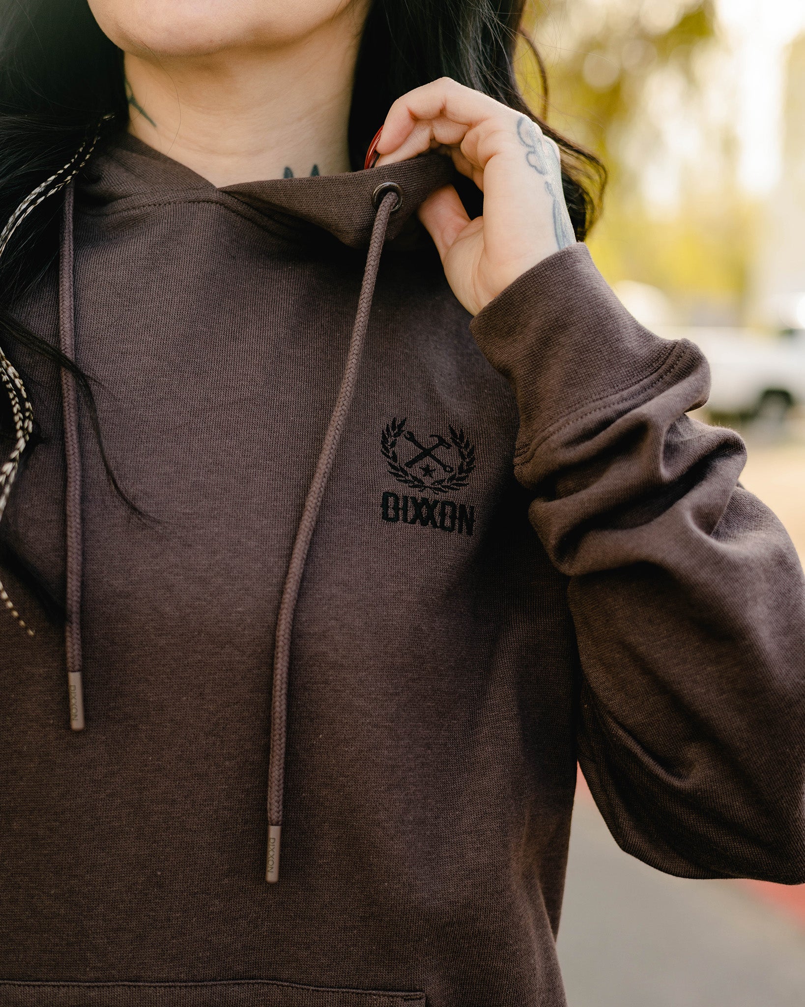 Women's Black Crest Lightweight Pullover Hoodie - Brown - Dixxon Flannel Co. 