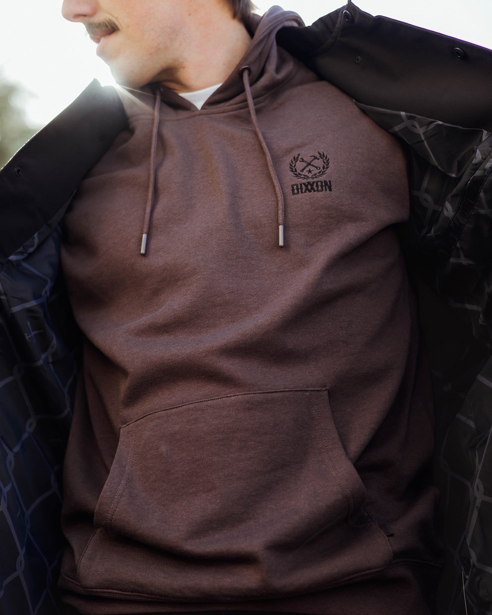 Black Crest Lightweight Pullover Hoodie - Brown - Dixxon Flannel Co. 