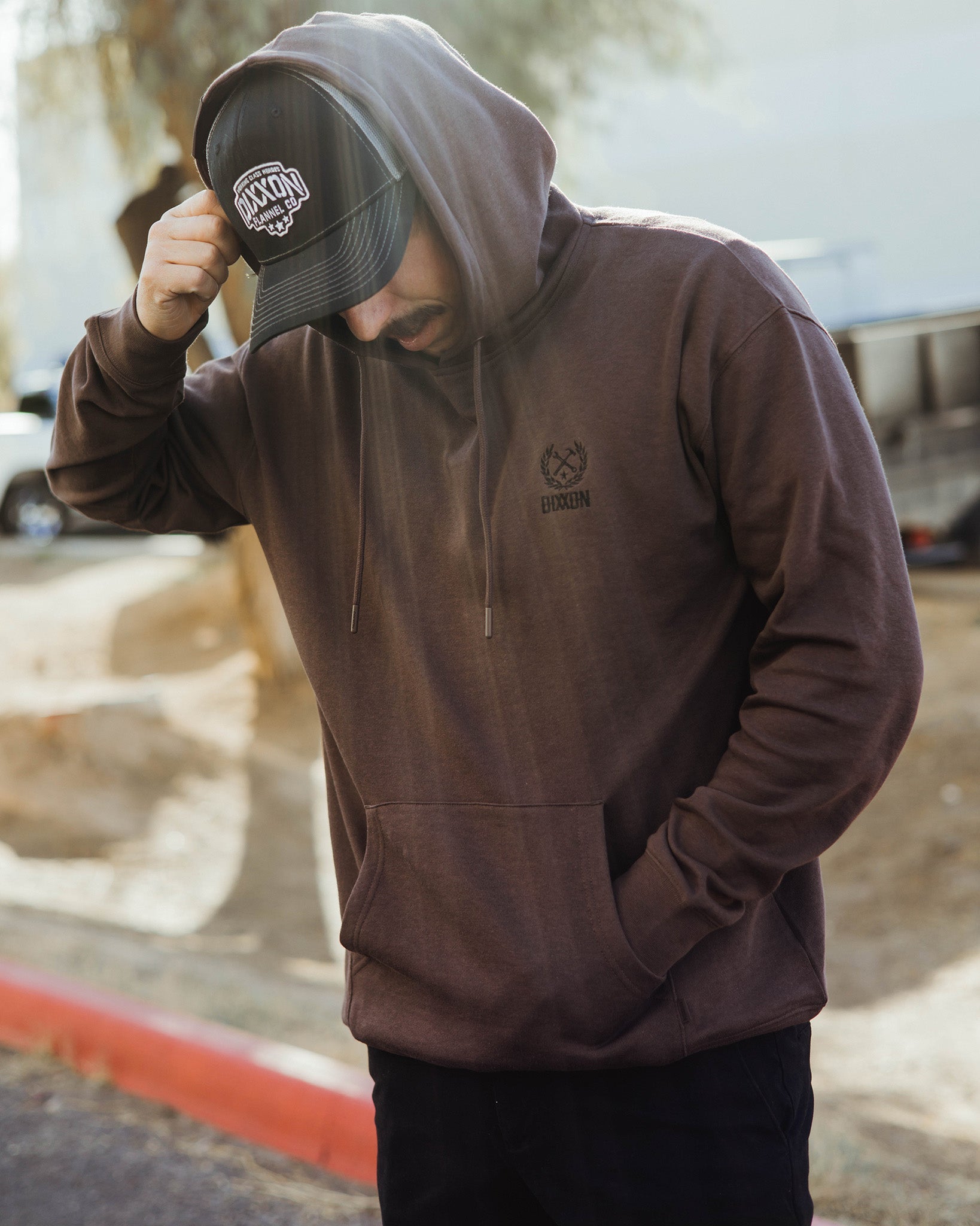 Black Crest Lightweight Pullover Hoodie - Brown - Dixxon Flannel Co. 