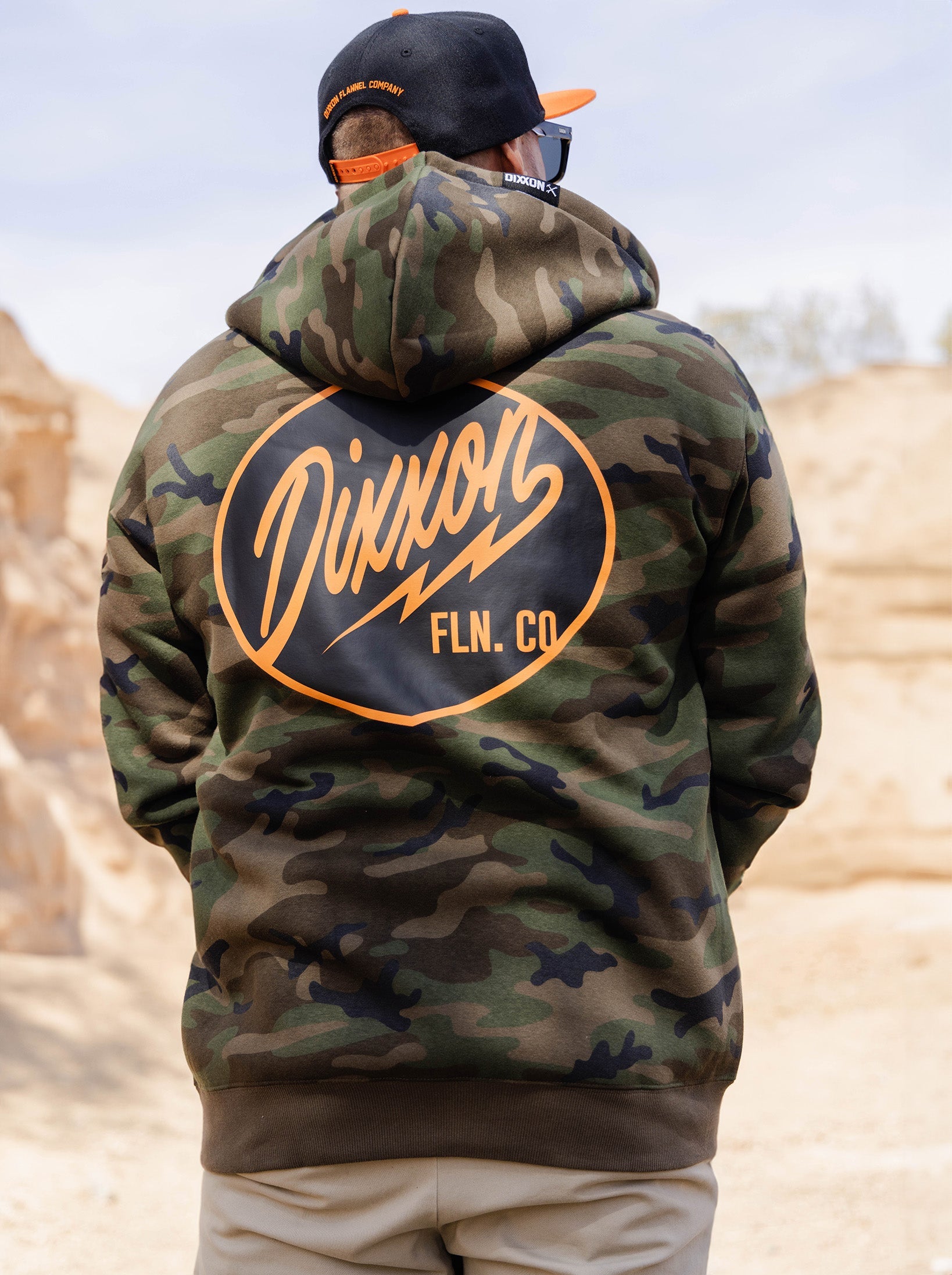 Black & Orange Esso Zip Up Hoodie - Camo | Dixxon Flannel Co