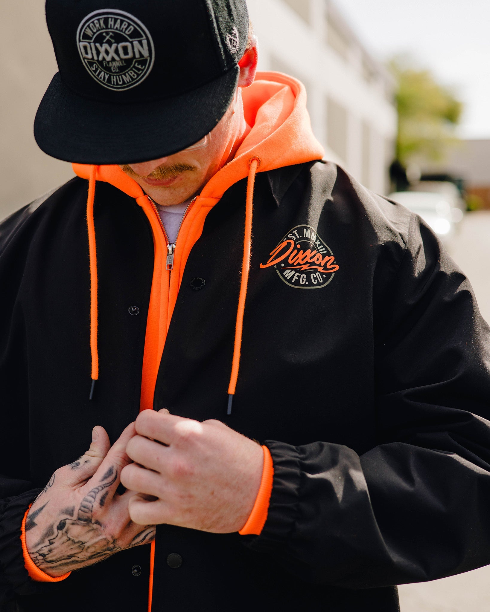 Orange & Gold MFG Badge Coaches Jacket - Black - Dixxon Flannel Co.