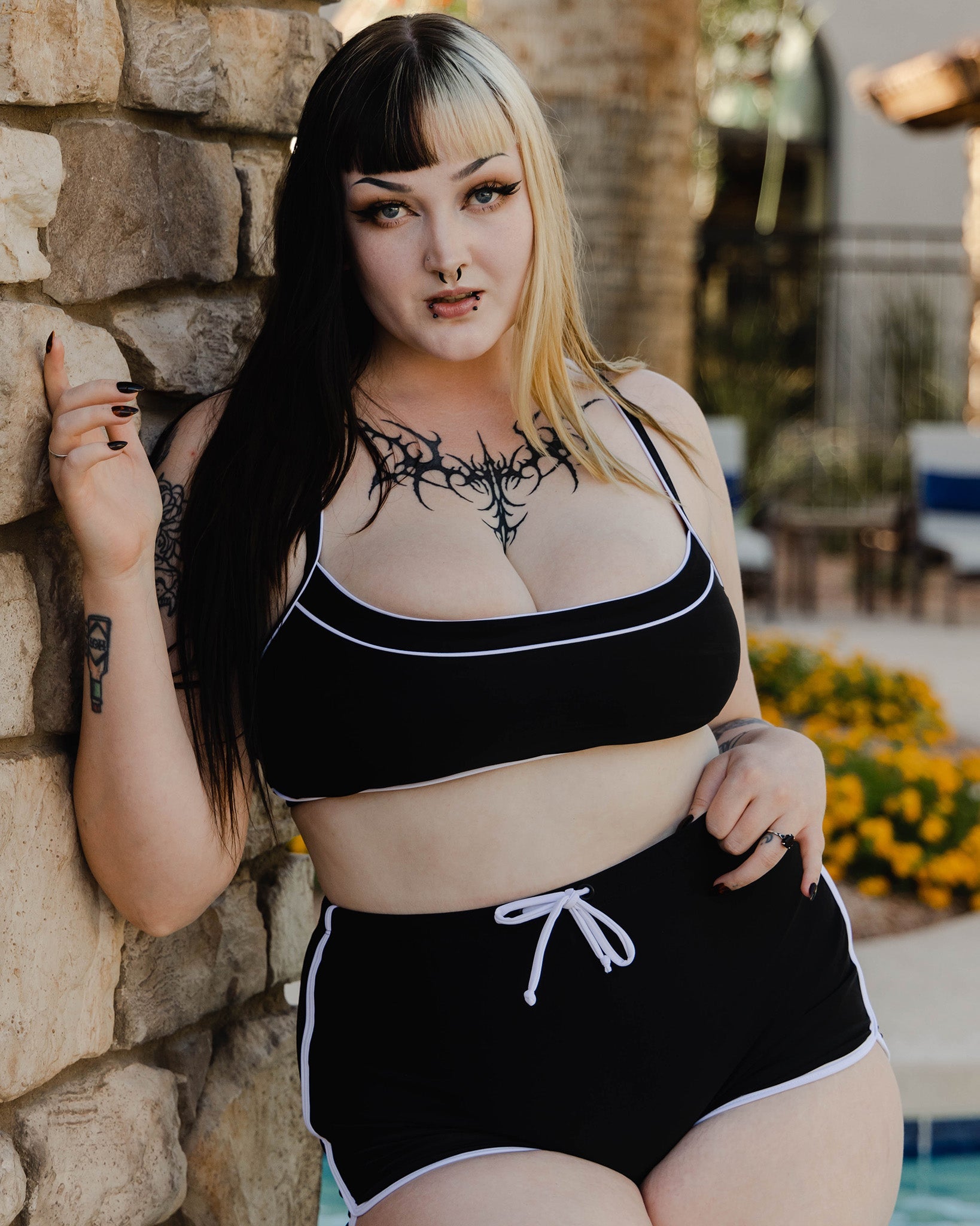 Women's Black & White Coastline Gym-to-Swim Shorts - Dixxon Flannel Co.