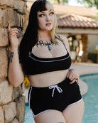 Women's Black & White Coastline Gym-to-Swim Shorts - Dixxon Flannel Co.