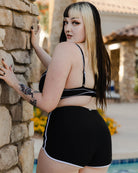 Women's Black & White Coastline Gym-to-Swim Shorts - Dixxon Flannel Co.