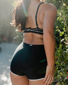 Women's Black & White Coastline Gym-to-Swim Shorts - Dixxon Flannel Co.
