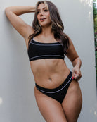 Women's Black & White Coastline Bikini Bottom - Dixxon Flannel Co.