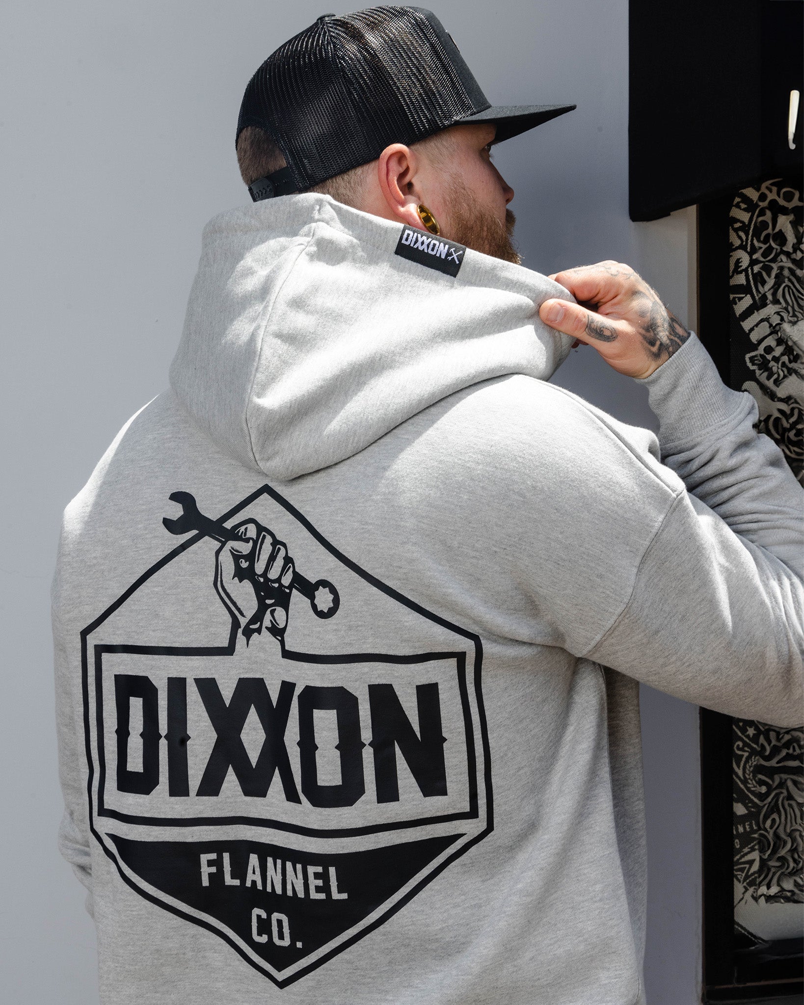 Black Working Class Logo Zip Up Hoodie - Heather Grey - Dixxon Flannel Co.