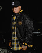 Friends in Low Places Nylon Varsity Jacket - Black | Dixxon Flannel Co. 