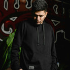 Waffle Knit Pullover Hoodie - Black - Dixxon Flannel Co.