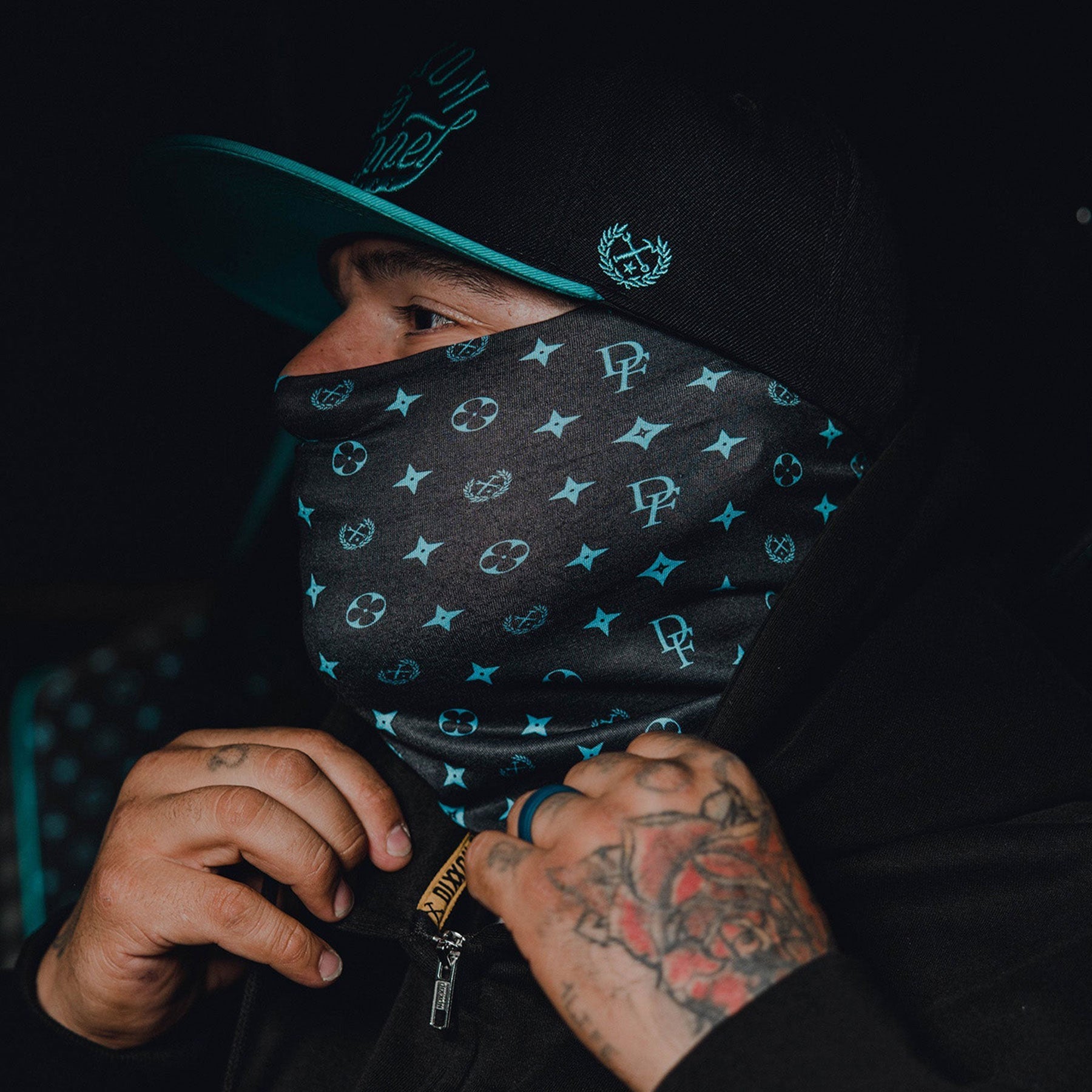 Bougie Neck Gaiter - Black & Aqua Blue - Dixxon Flannel Co.
