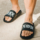 White Central Slides - Black - Dixxon Flannel Co.