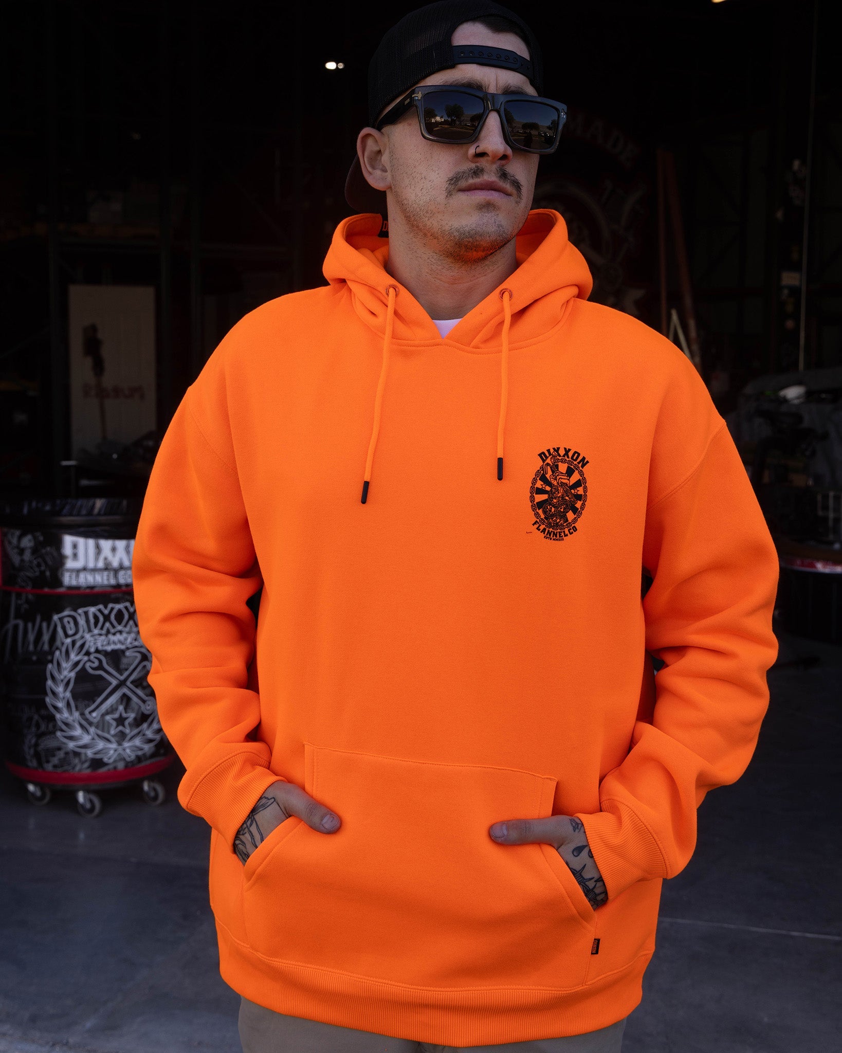 Black Hammersnake Pullover Hoodie - Safety Orange - Dixxon Flannel Co.