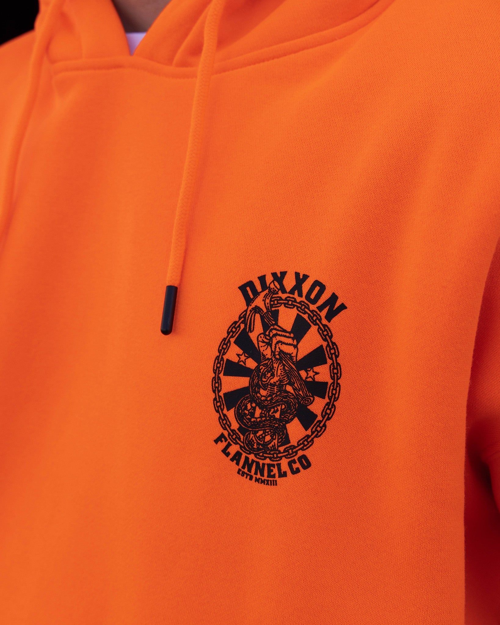 Black Hammersnake Pullover Hoodie - Safety Orange - Dixxon Flannel Co.