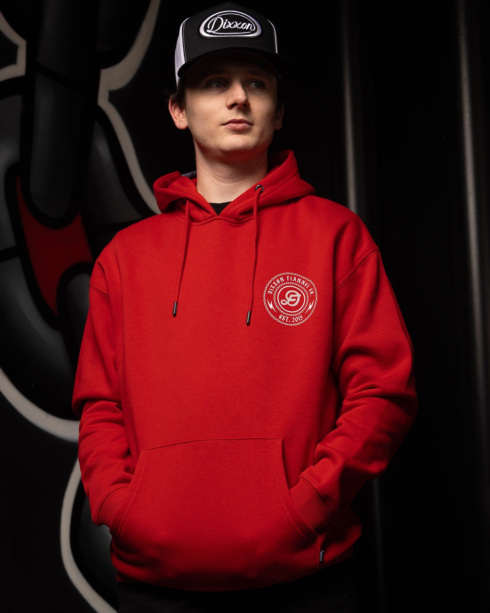 Grey & White Linked Pullover Hoodie - Red - Dixxon Flannel Co.