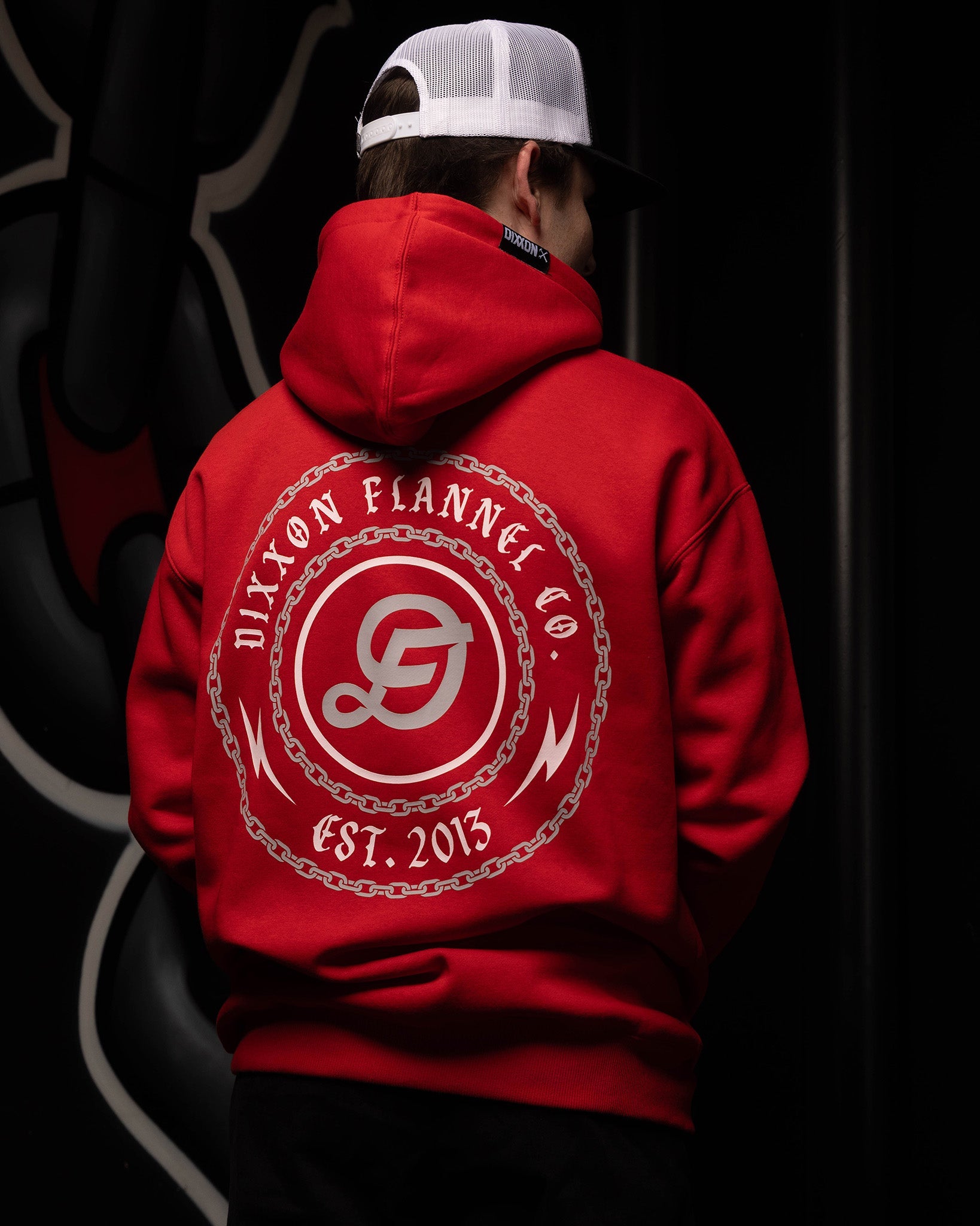 Grey & White Linked Pullover Hoodie - Red - Dixxon Flannel Co.