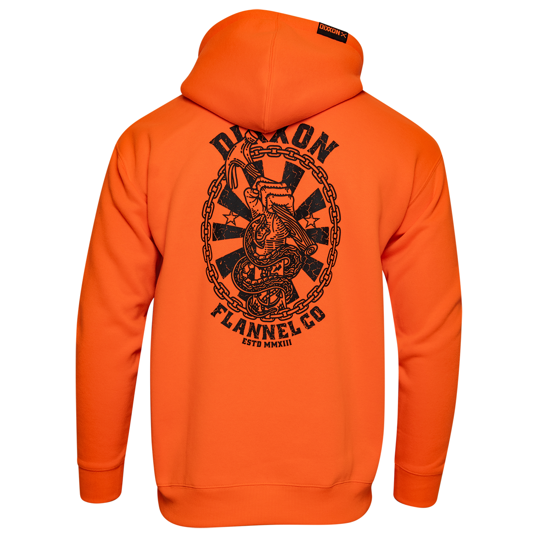 Black Hammersnake Pullover Hoodie - Safety Orange - Dixxon Flannel Co.