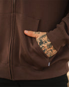 White Over Under Zip Up Hoodie - Brown - Dixxon Flannel Co.