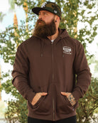 White Over Under Zip Up Hoodie - Brown - Dixxon Flannel Co.