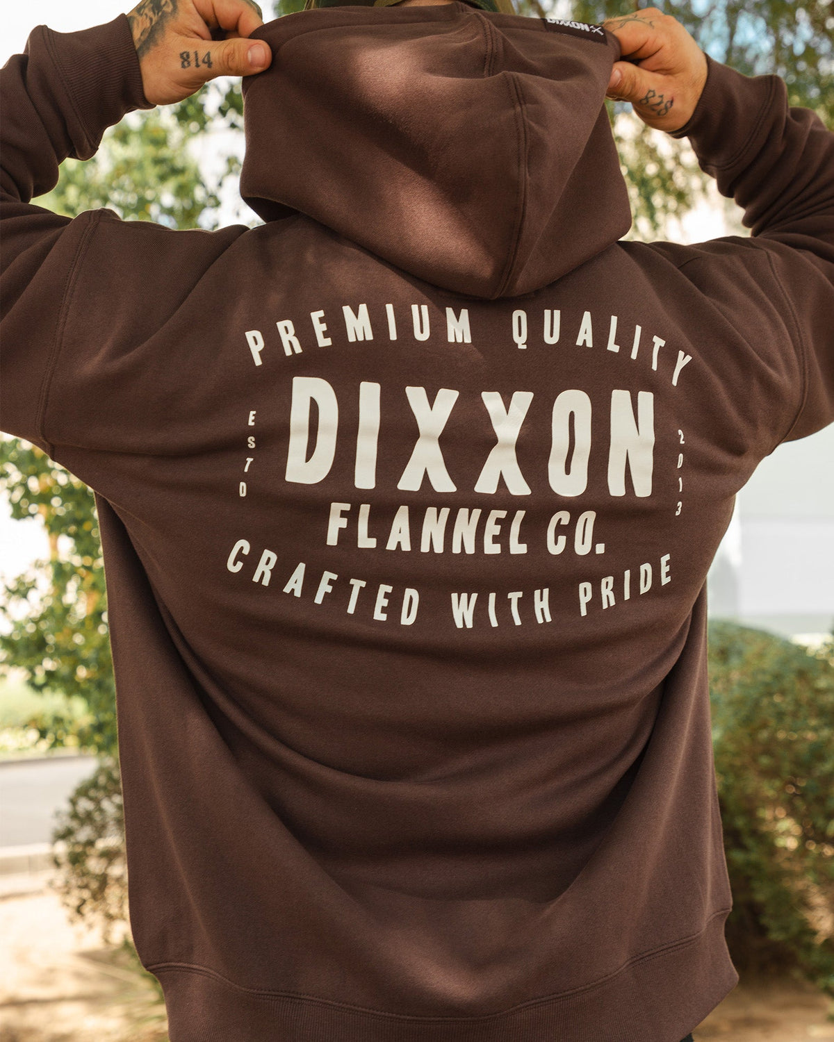 White Over Under Zip Up Hoodie - Brown - Dixxon Flannel Co.