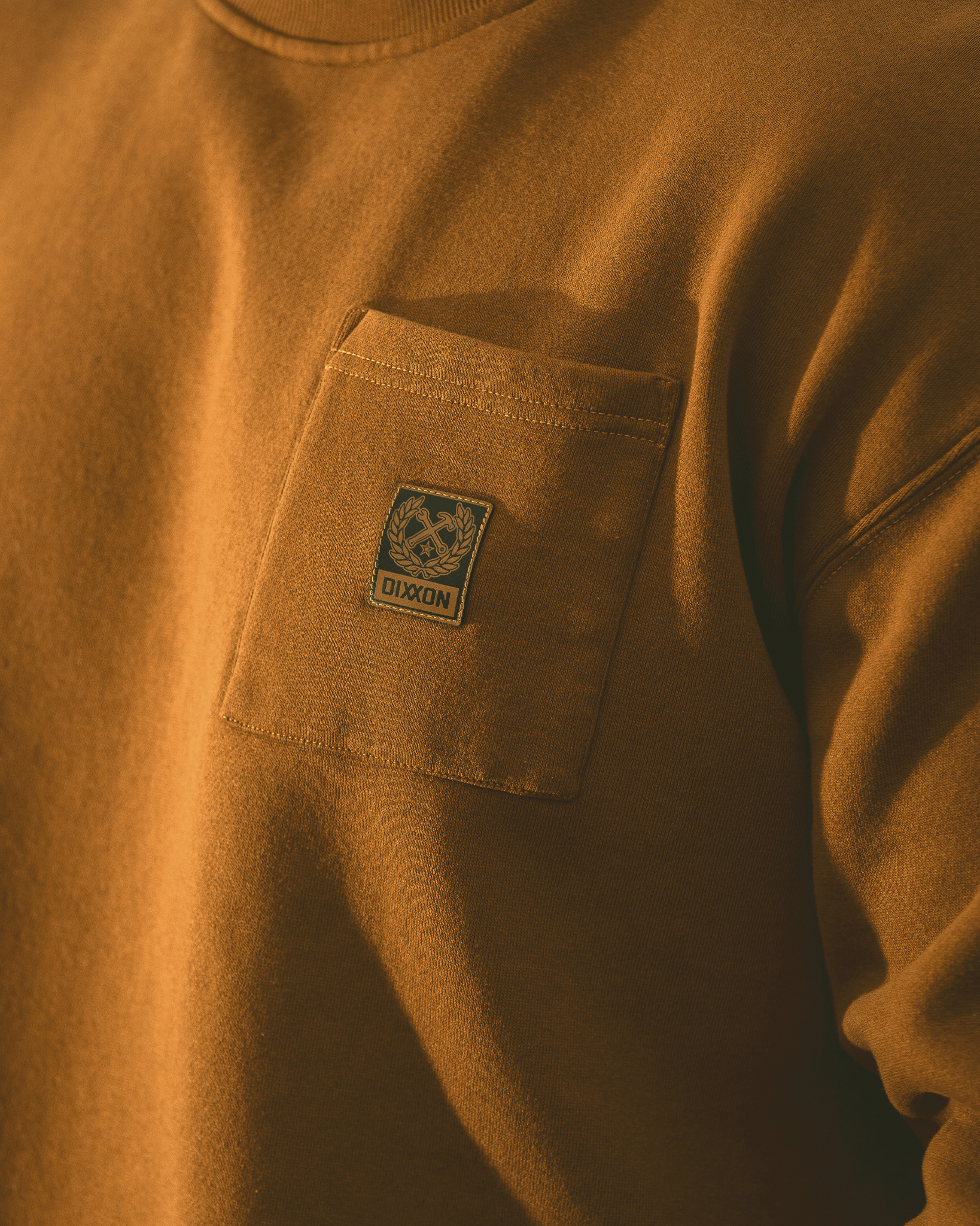 Women's Pocket Crewneck Sweatshirt - Camel - Dixxon Flannel Co.