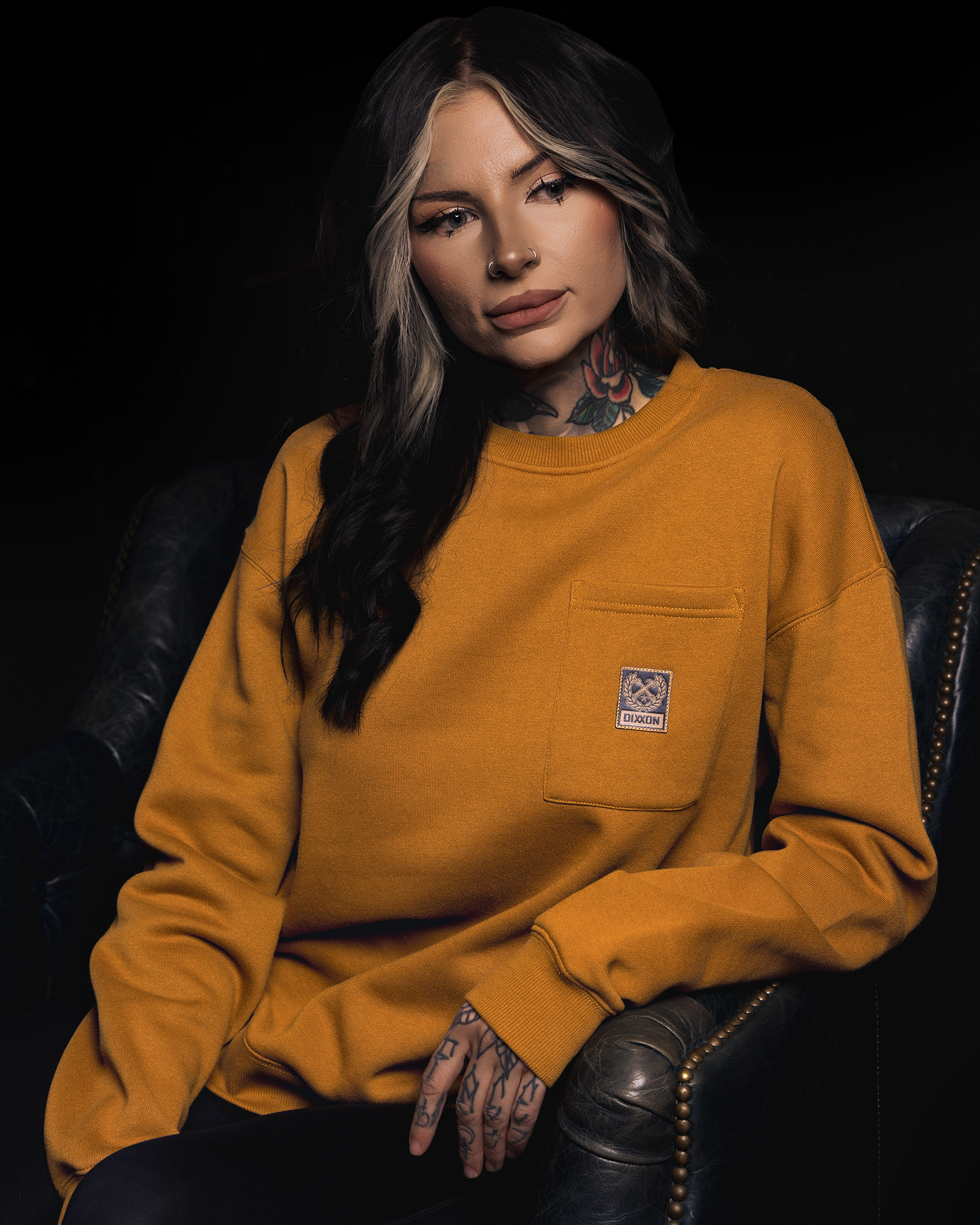 Women's Pocket Crewneck Sweatshirt - Camel - Dixxon Flannel Co.