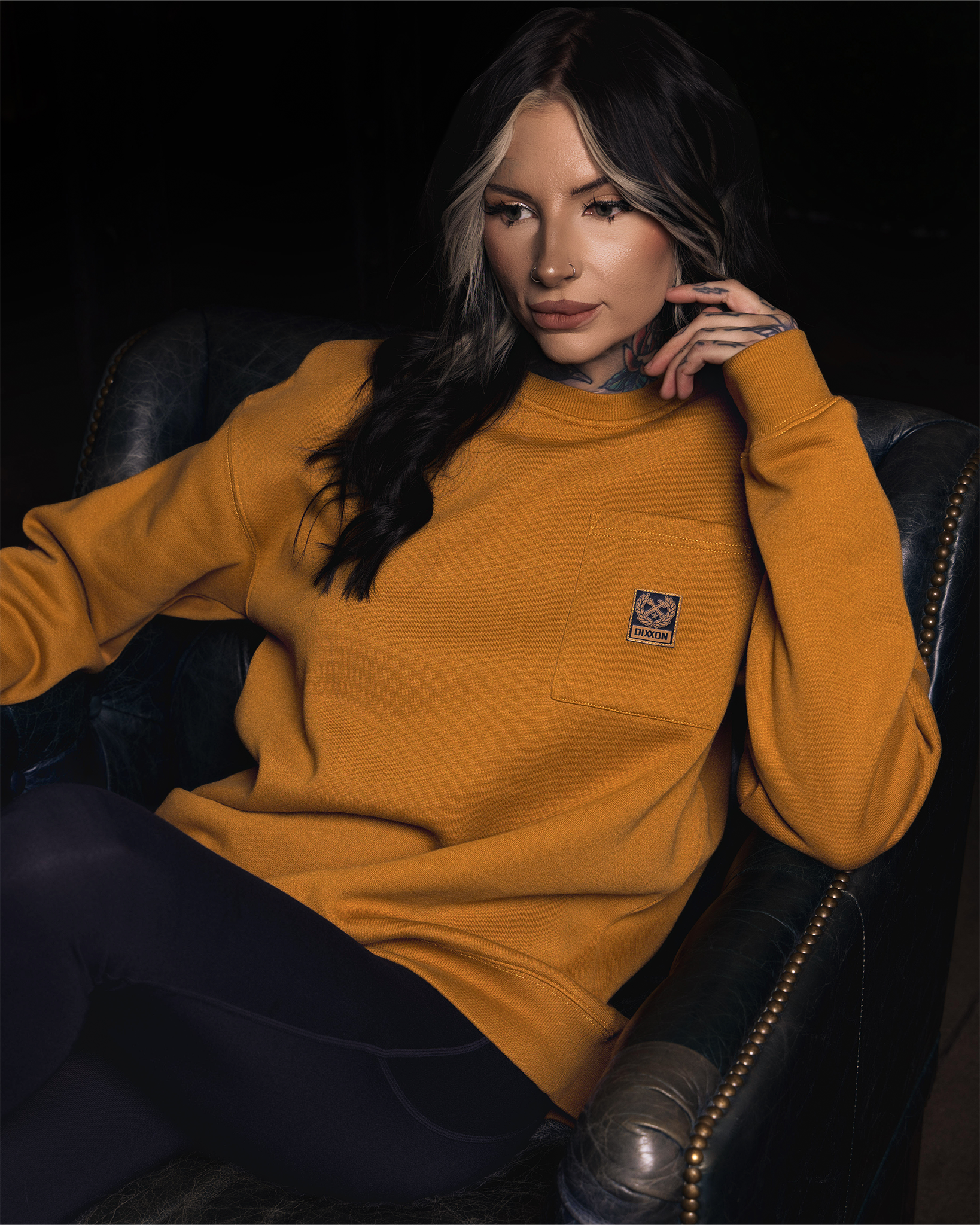 Women's Pocket Crewneck Sweatshirt - Camel - Dixxon Flannel Co.