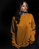 Women's Pocket Crewneck Sweatshirt - Camel - Dixxon Flannel Co.