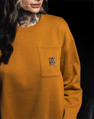 Women's Pocket Crewneck Sweatshirt - Camel - Dixxon Flannel Co.