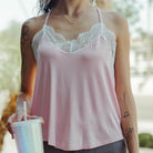 Women's Lace Cami Halter - Pink - Dixxon Flannel Co.