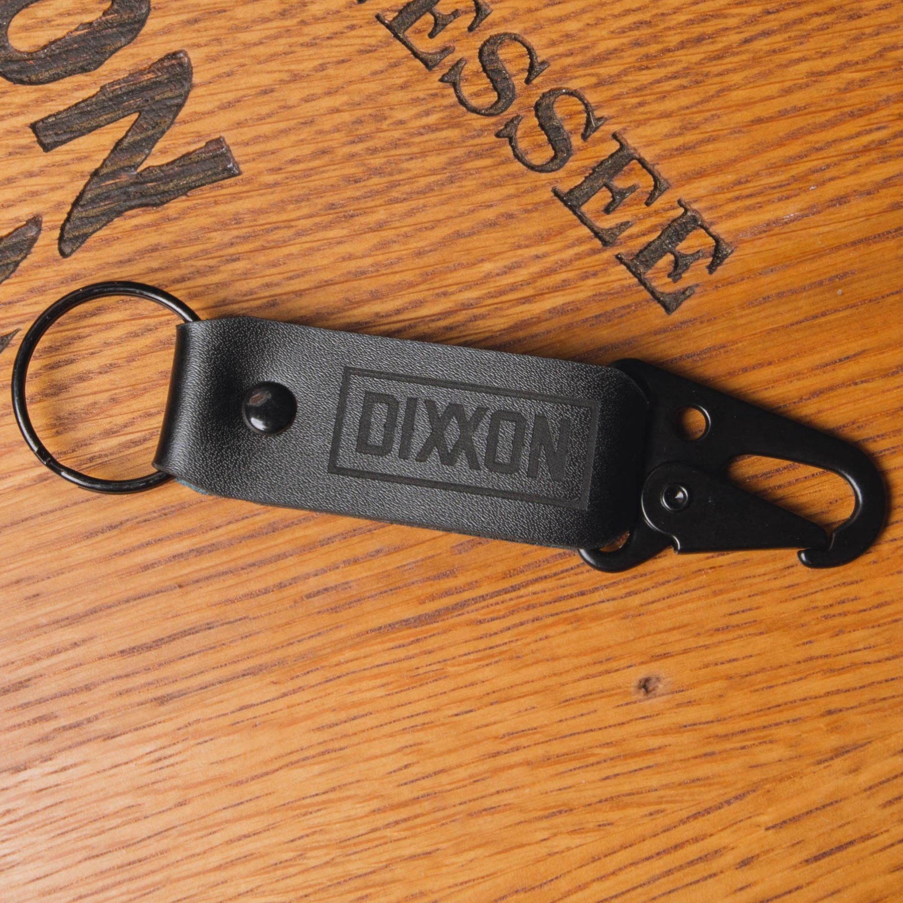 Leather Keychain Clip - Black