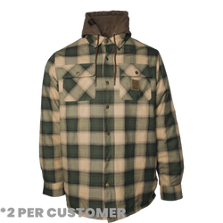 Mens flannel outlet coat with hood