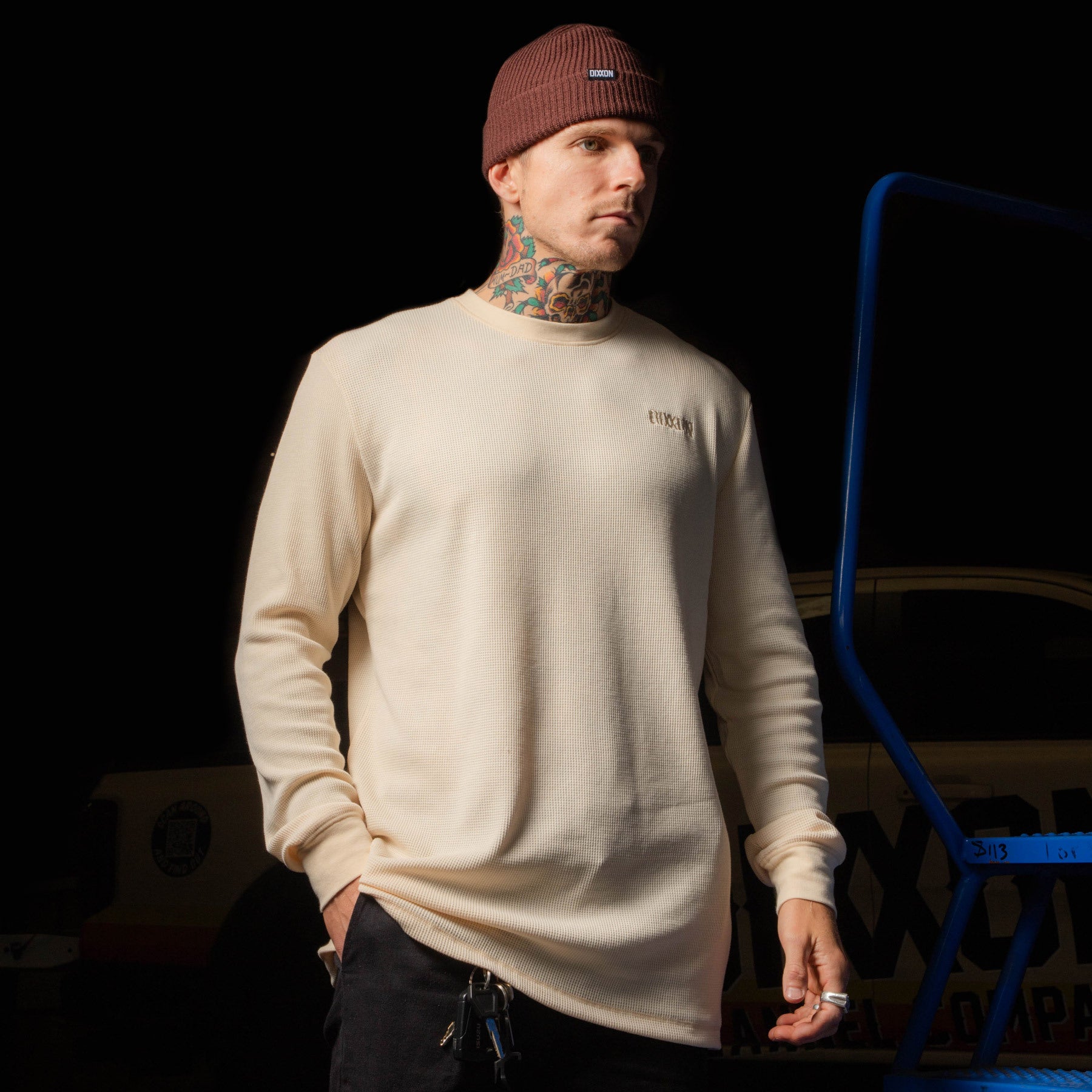 Men's Waffle Knit Long Sleeve T-Shirt - Ivory | Dixxon Flannel Co Men's Waffle Knit Long Sleeve T-Shirt - Ivory | Dixxon Flannel Co